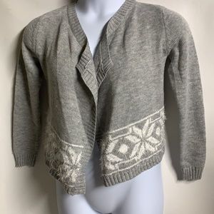 Blush & Bloom girls size L grey open front draped jacket crop sweater cardigan